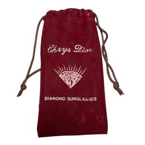 Chrys Dior Red Velvet Sunglasses Pouch Drawstring Closure 7" Embroidered Logo